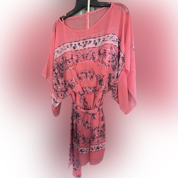 BCBG MaxAzria Floral Coral with Navy Komodo Dress - Picture 5 of 5